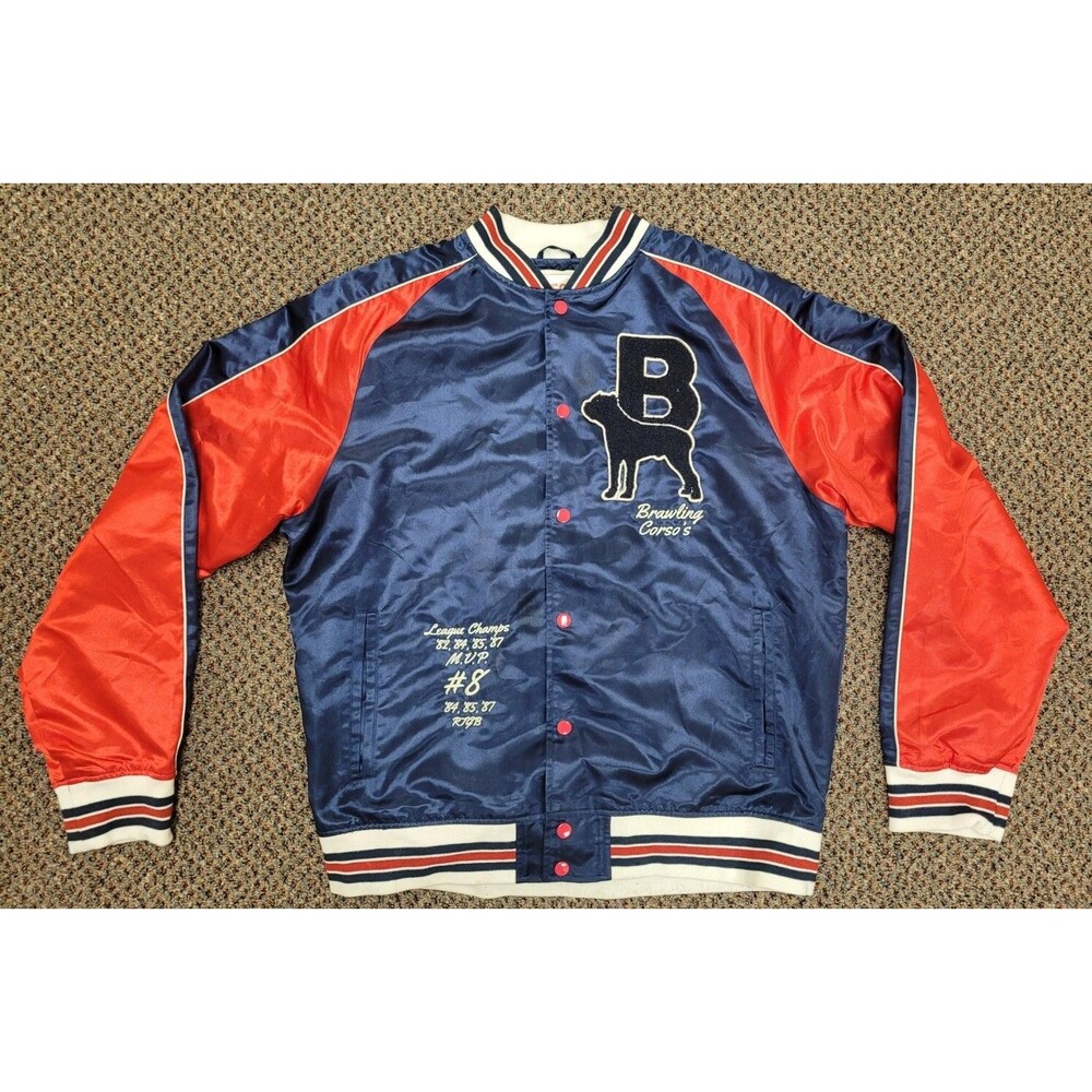 RTGB “Brawling Corso’s League Champs” Satin Jacket – Navy/Red – Men’s 2XL